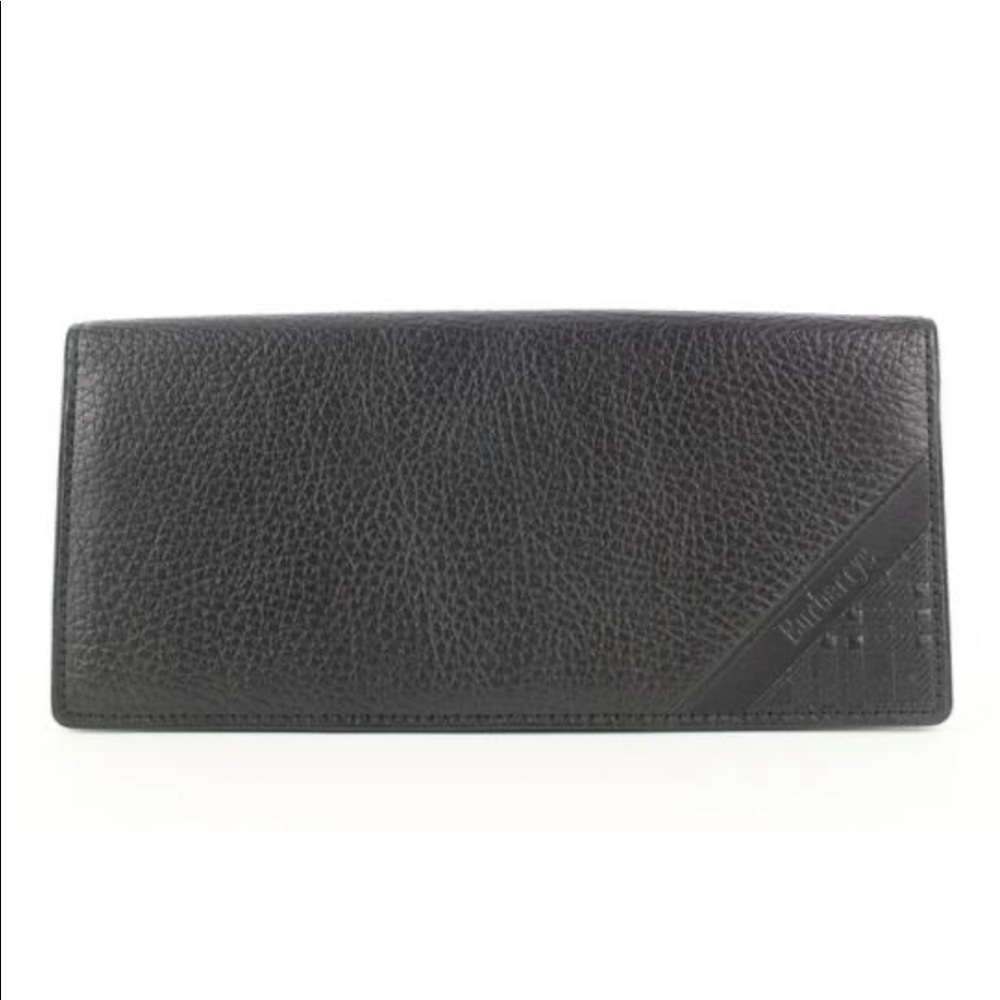 Burberry black leather nova check flap wallet